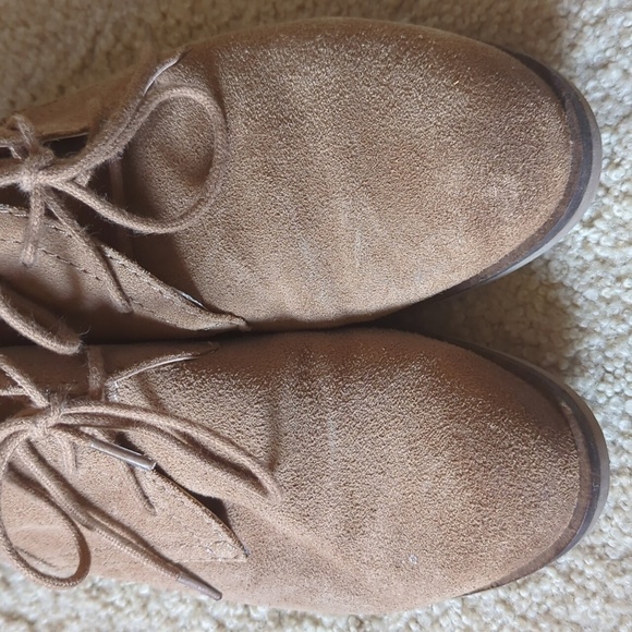 Lucky Brand Light Brown Garboh Leather Upper Tie Booties Size 6.5M - Picture 3 of 11